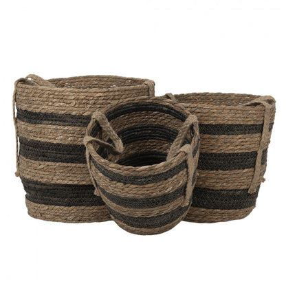 Dekorativt kurv sett med 3 stk Brun Ø 33x33 / Ø 28x30 / Ø 24x26 cm