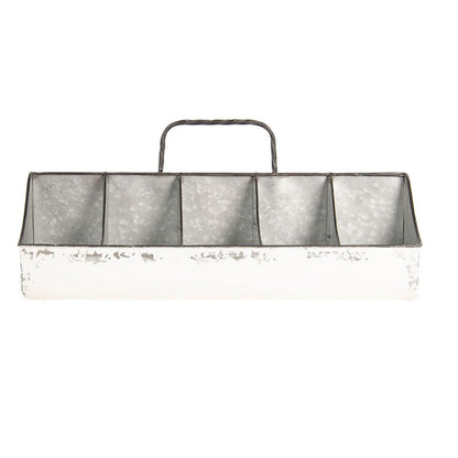 Dekorativ Låda med fack Vit järn 50x26x23 cm