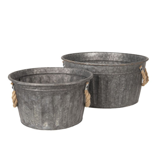 Dekorasjon bøttesett med 2 stk Grå Ø 35x17 / Ø 27x15 cm