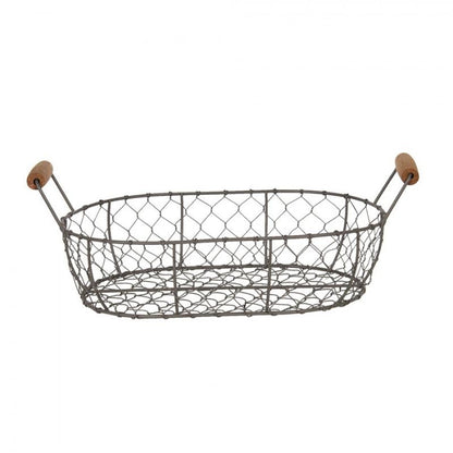 Dekorativ korg Förvaringskorg 3-pack 42x27x15 Cm Brunt järn Trä Rund Korg