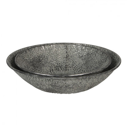 Dekorativ Skål Sett med 2 stk Grå Ø 35x9 / Ø 41x10 cm