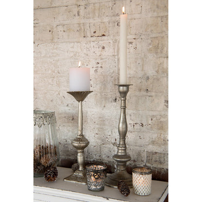 Ljusstake Silverfärgad metall  Ø 9x30 Cm