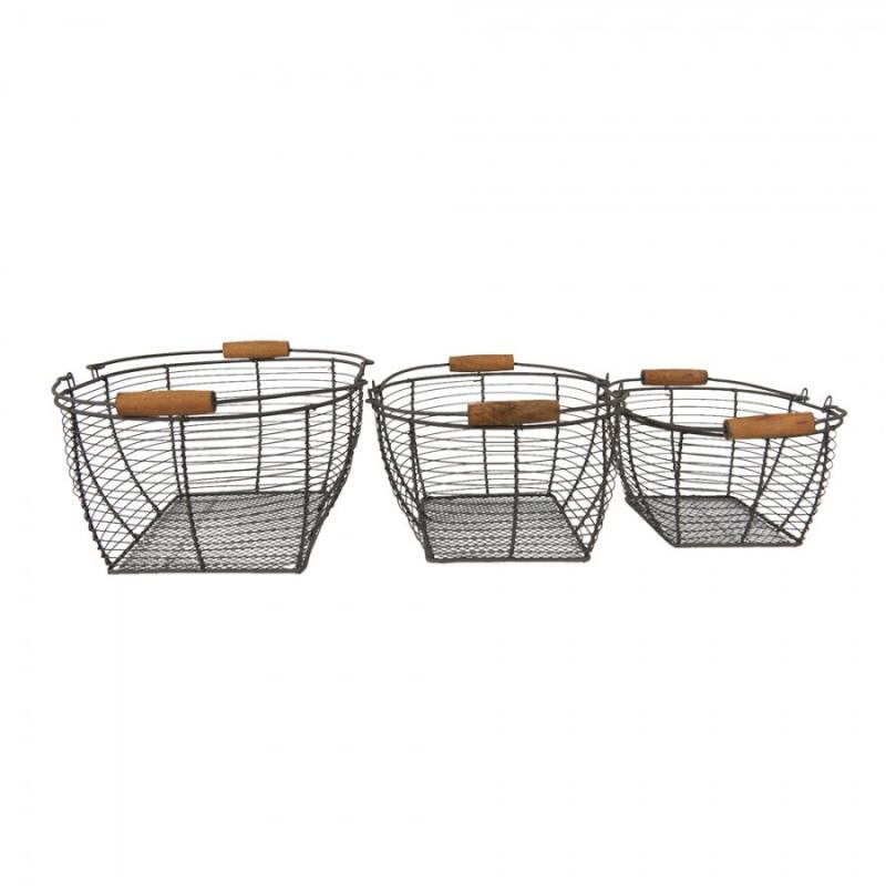 Dekorativ korg Förvaringskorg Brun 35x26x14 cm 3-pack
