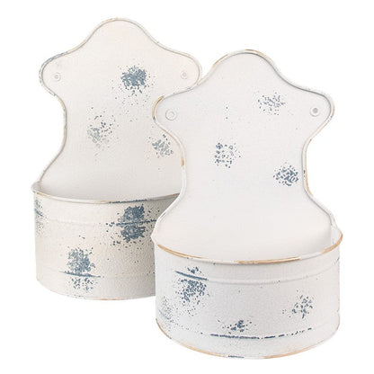 Blomkruka Väggkruka 26x14x37 /23x12x32 cm Beige Järn 2-pack