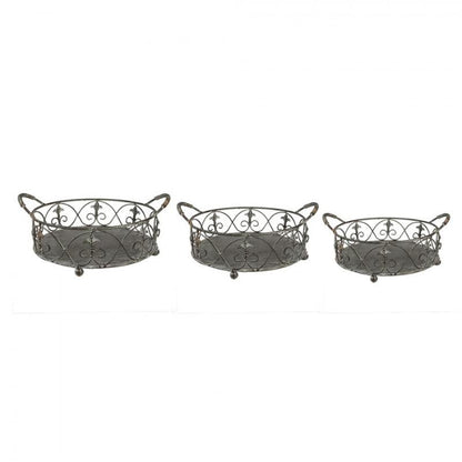 Dekorativ korg Förvaringskorg Järnväxthållare Grå grön 3-pack