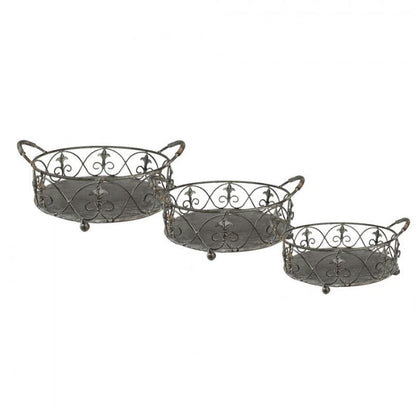 Dekorativ korg Förvaringskorg Järnväxthållare Grå grön 3-pack