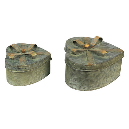 Dekorativ Låda Förvaringslåda 2-pack 24x20x10/18x14x8 cm Grå Metall