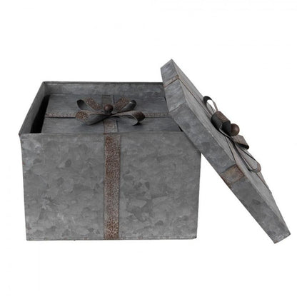 Dekorativ Låda Förvaringslåda 3-pack 24x24x18 Cm Grå Metall Fyrkant