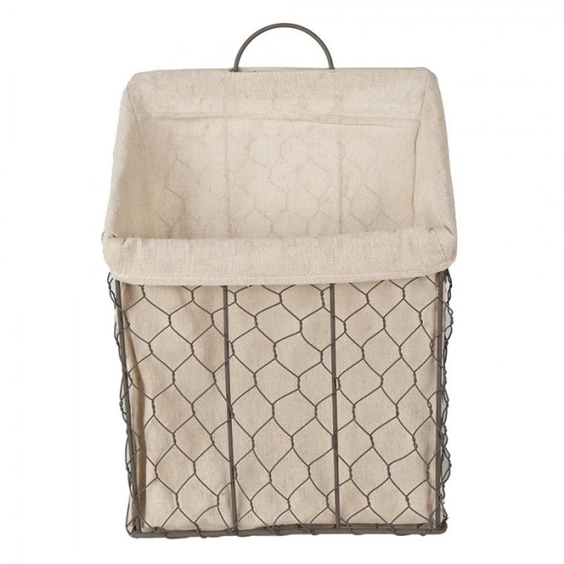 Dekorativ korg 23x9x37 Cm Brun Beige Järn Textil
