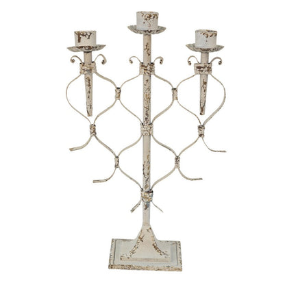 Ljusstake 28x12x42 Cm Vit metall