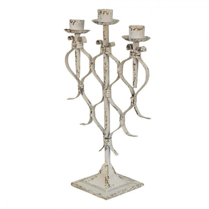 Ljusstake 28x12x42 Cm Vit metall