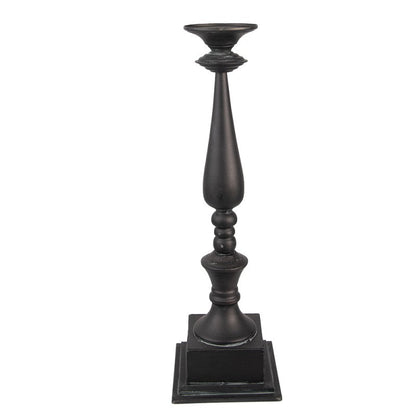 Ljusstake Grå/Svart 15x15x50 cm