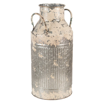 Dekorativ Kanna Mjölkkanna 47 Cm Grå Beige Metall Rund