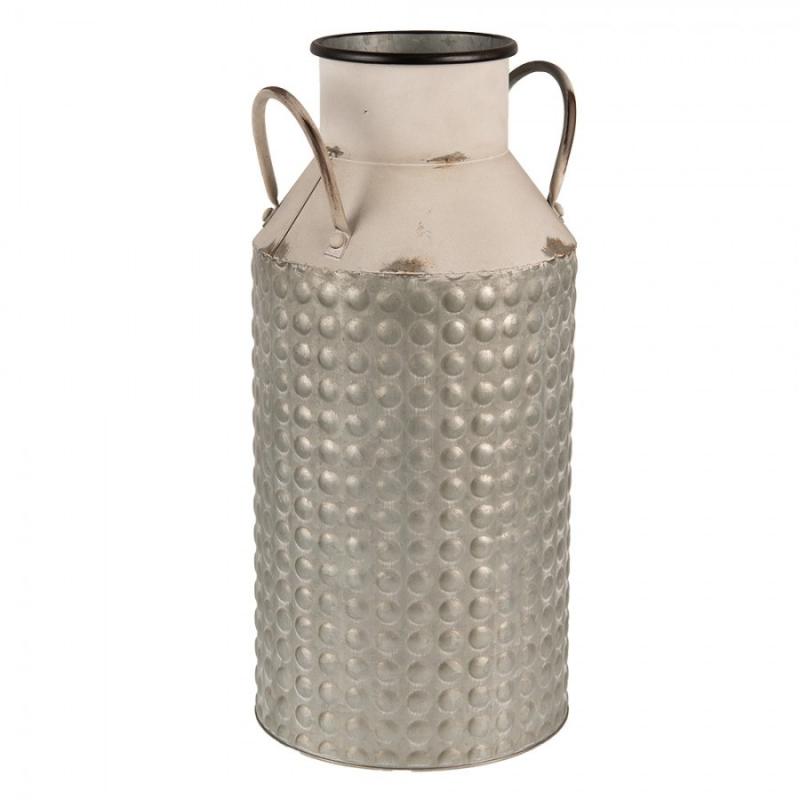 Dekorativ Kanna Mjölkkanna 46 Cm Grå Beige Metall Rund