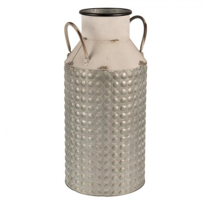 Dekorativ Kanna Mjölkkanna 46 Cm Grå Beige Metall Rund