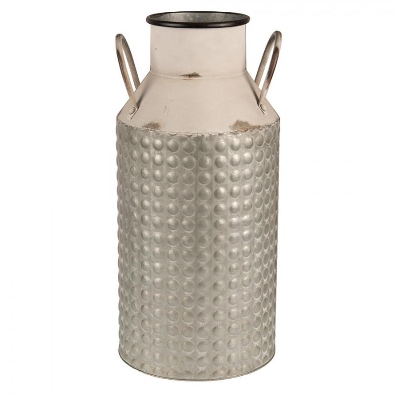 Dekorativ Kanna Mjölkkanna 46 Cm Grå Beige Metall Rund