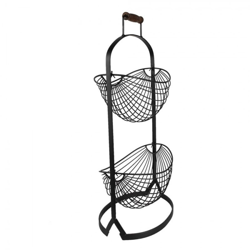 Dekorativ korg Fruktkorg 27x19x57 Cm Svart Järn Oval