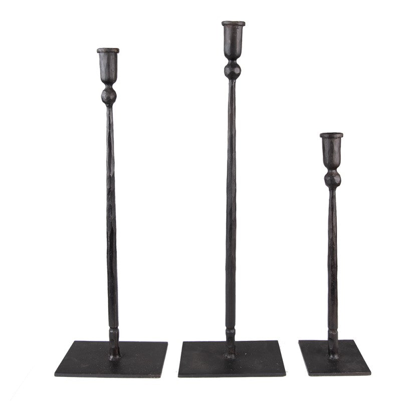 Ljusstake 3-pack 35 / 49 / 52 Cm Svart Metall