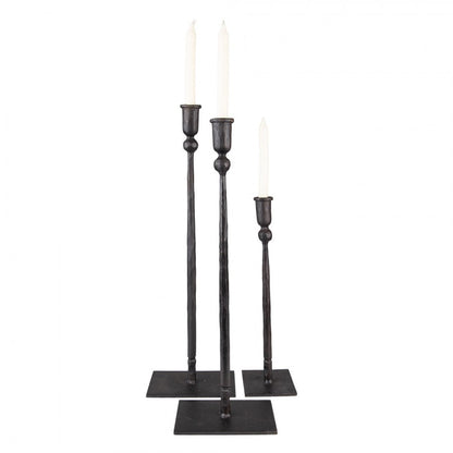 Ljusstake 3-pack 35 / 49 / 52 Cm Svart Metall