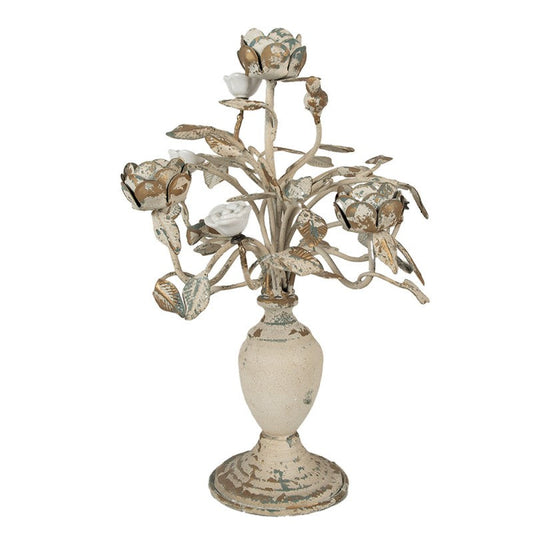 Ljusstake 48 cm Beige metall Flowers