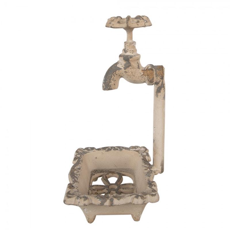 Badrumsdekoration Tvålkopp Badkar 14x12x23 cm Beige metall Tvålhållare