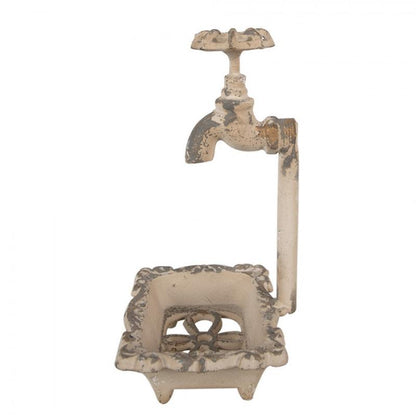 Badrumsdekoration Tvålkopp Badkar 14x12x23 cm Beige metall Tvålhållare
