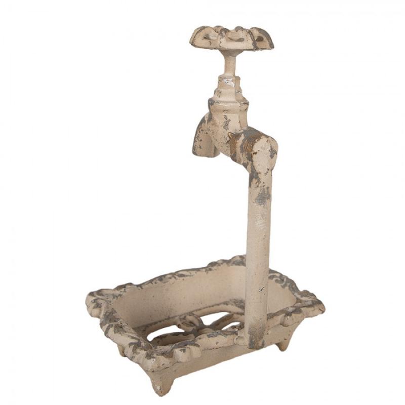 Badrumsdekoration Tvålkopp Badkar 14x12x23 cm Beige metall Tvålhållare