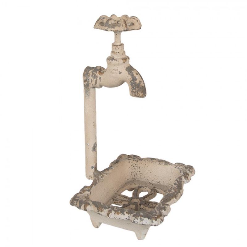 Badrumsdekoration Tvålkopp Badkar 14x12x23 cm Beige metall Tvålhållare