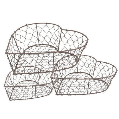 Dekorativ korg Förvaringskorg 3-pack Brunt järn hjärta 25x23x11