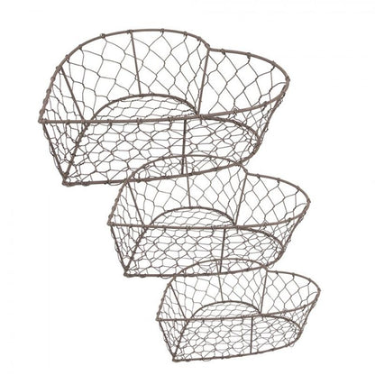 Dekorativ korg Förvaringskorg 3-pack Brunt järn hjärta 25x23x11