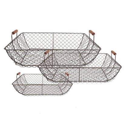 Dekorativ korg Förvaringskorg 3-pack Brunt järn 40x34x15