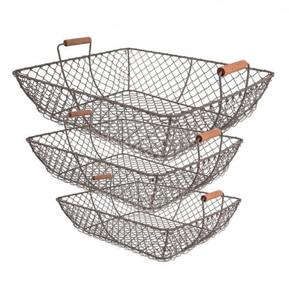 Dekorativ korg Förvaringskorg 3-pack Brunt järn 40x34x15