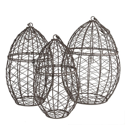 Dekorativ korg Förvaringskorg 3-pack Hängande Brunt järn Ø 19x30
