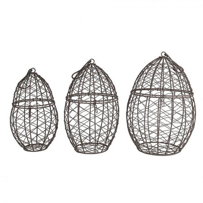 Dekorativ korg Förvaringskorg 3-pack Hängande Brunt järn Ø 19x30