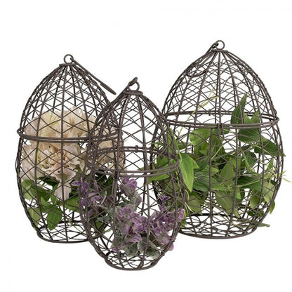 Dekorativ korg Förvaringskorg 3-pack Hängande Brunt järn Ø 19x30