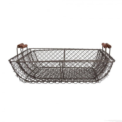 Dekorativ korg Förvaringskorg 2-pack Brunt järn (B/D/H) 40x34x14/36x30x13 cm