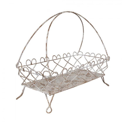 Dekorativt Fat Bricka med handtag 50x24x41 cm Vit Brun Järn Fruktskål Stativ