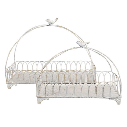 Dekorativt fat (sett med 2) Hvitt gull farget 39x20x30 / 30x15x22 cm