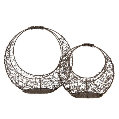 Dekorativ kurv Brun (sett med 2) 30x10x28 / 22x8x20 cm