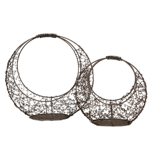 Dekorativ kurv Brun (sett med 2) 30x10x28 / 22x8x20 cm