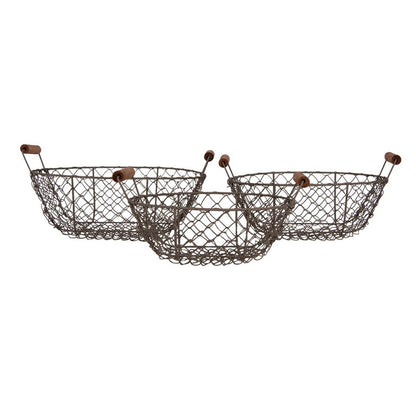 Dekorativ kurv Brun (sett med 3) Ø 27x9/14 / Ø 24x8/12 / Ø 21x7/11 cm