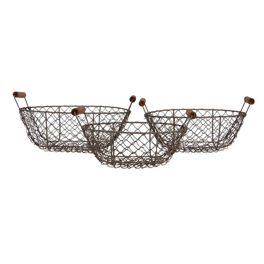 Dekorativ kurv Brun (sett med 3) Ø 27x9/14 / Ø 24x8/12 / Ø 21x7/11 cm