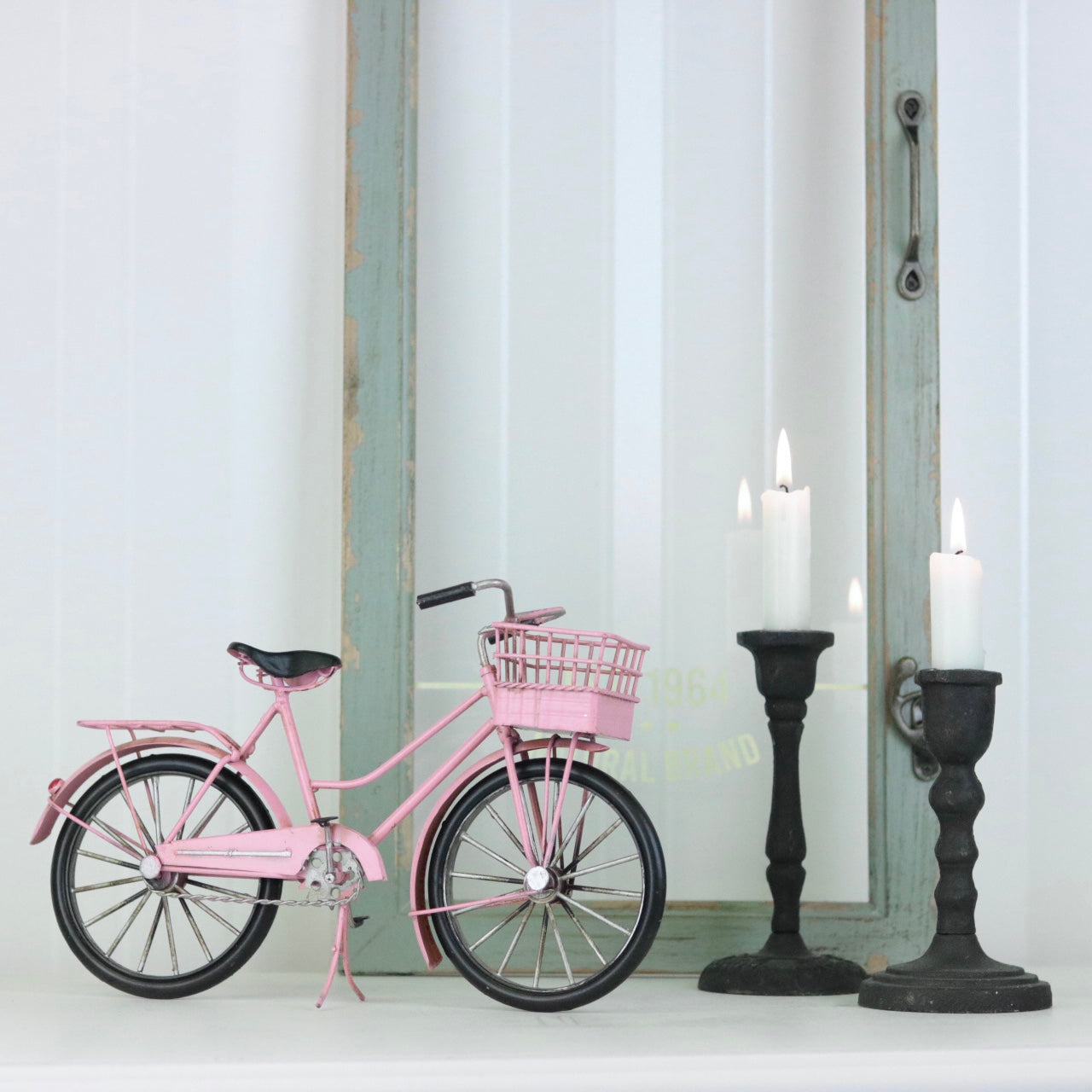 Dekorasjon Metalldekorasjon Sykkel Dame Rosa 30 cm
