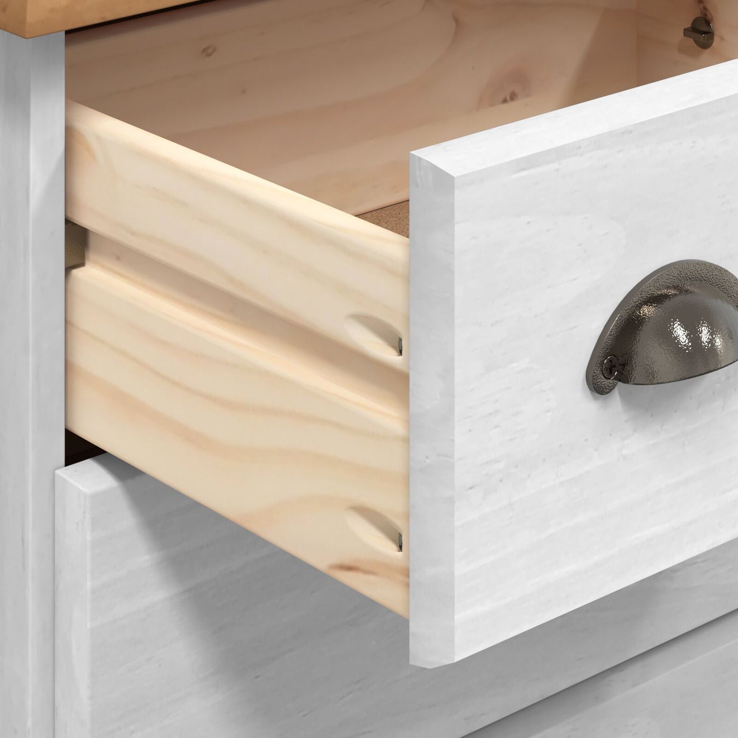 Kommode Hvit "ASKIM" 79x40x133.5 cm Solid Tre Furu