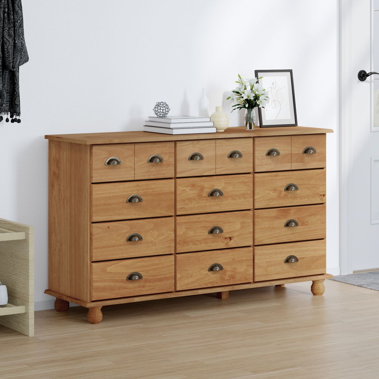 Kommode Brun "ASKIM" 79x40x133.5 cm Solid Furu