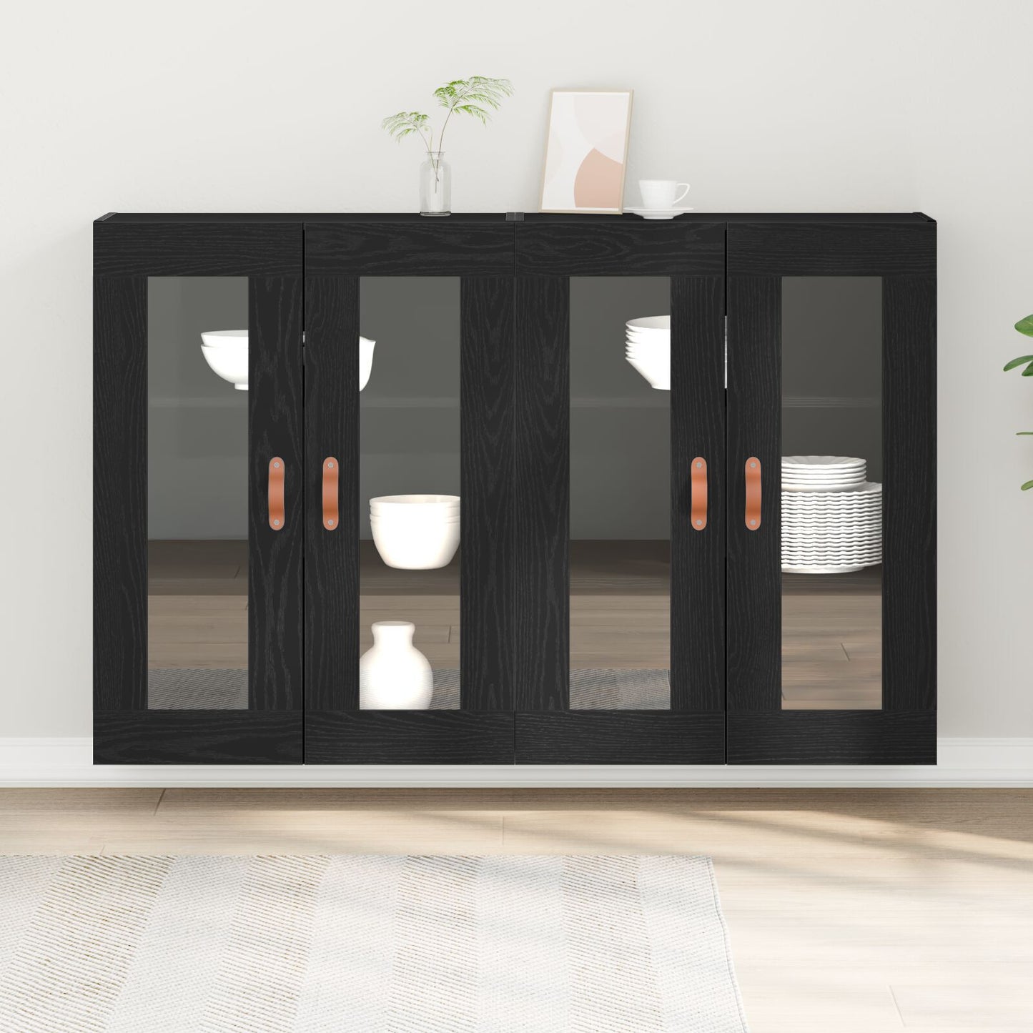 Veggskap Svart Eik 2 stk 69,5x34x90 cm