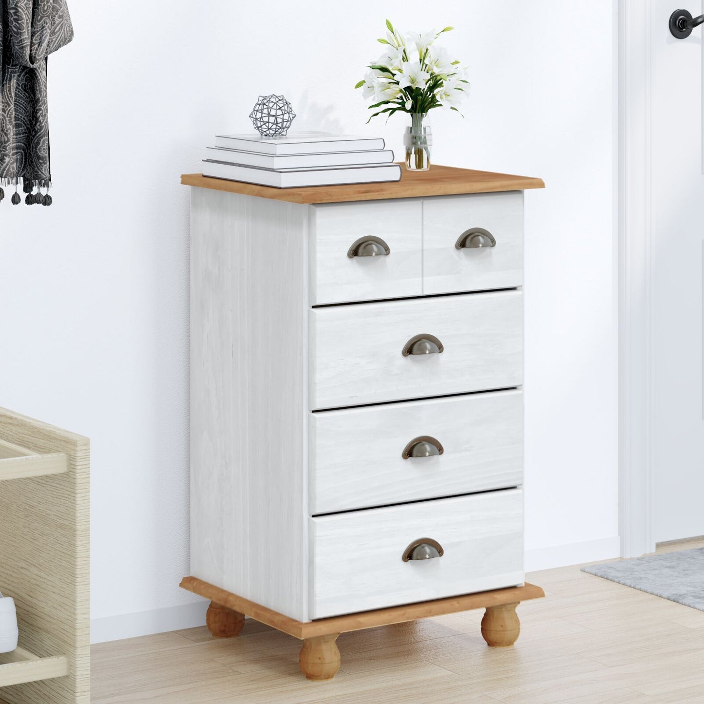Kommode Hvit 'ASKIM' 45.8x40x79 cm Solid Tre Furu