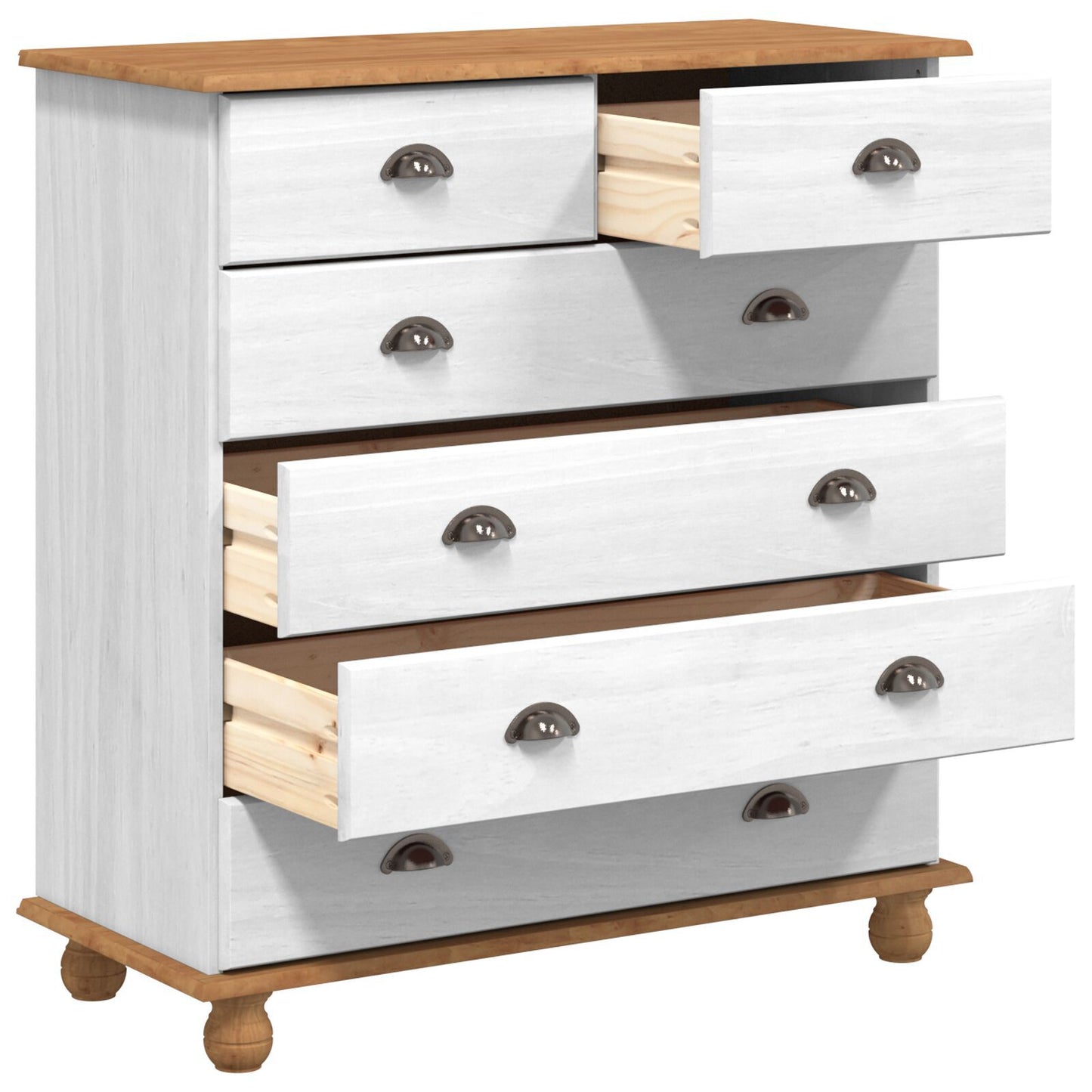Kommode Hvit "ASKIM" 91x40x95,5 cm Solid Tre Furu