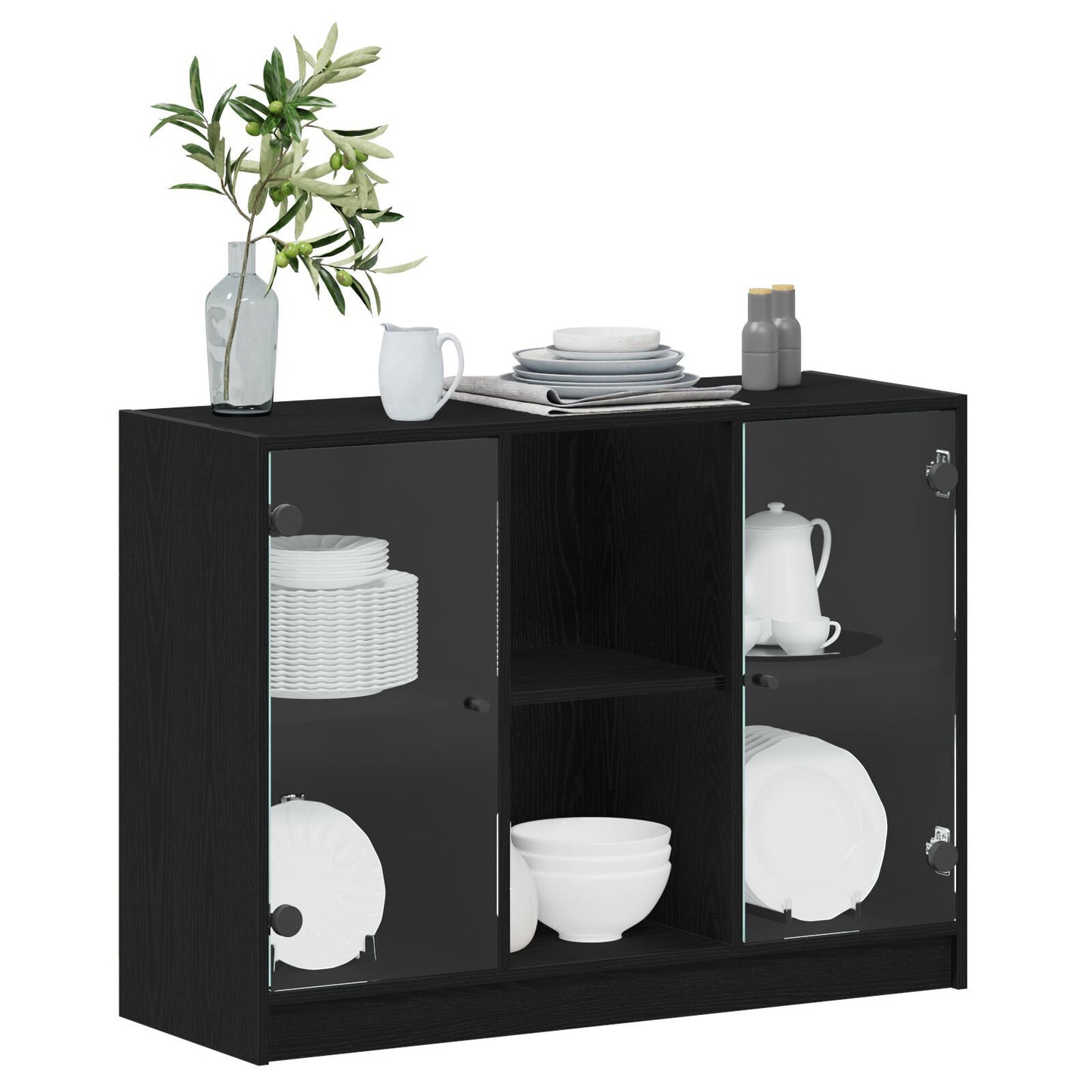 Skjenk Svart Eik 102x37x75,5 cm Konstruksjons Tre
