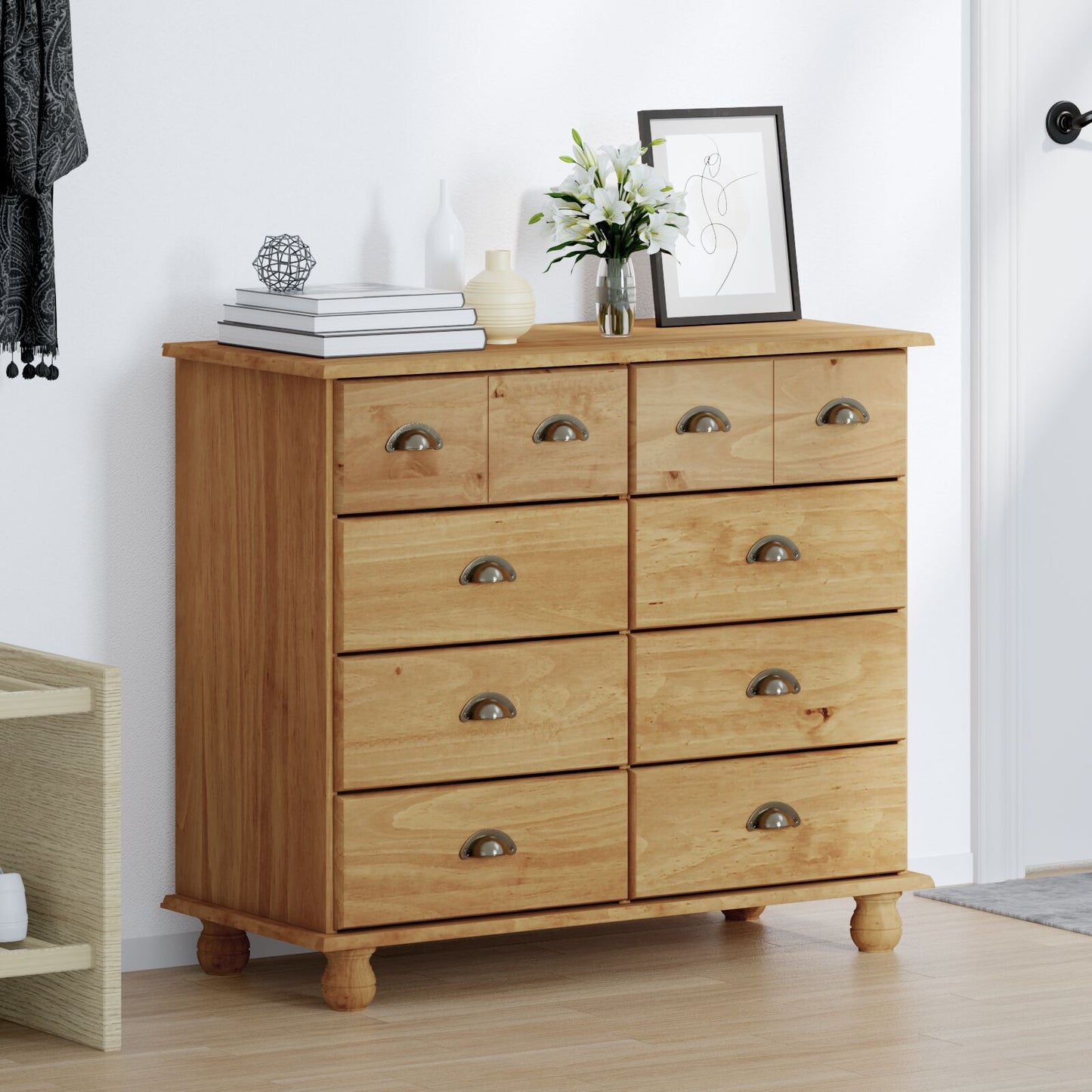 Kommode Honningbrun 'ASKIM' 91x40x79 cm Massivt trefuru
